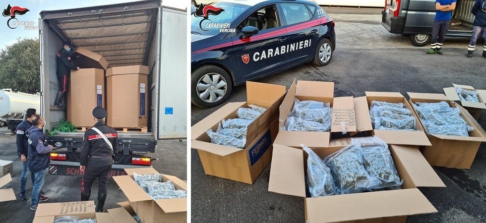 Maxi-sequestro di stupefacenti: ben 88 chili di marijuana arrivati a bordo di un camion